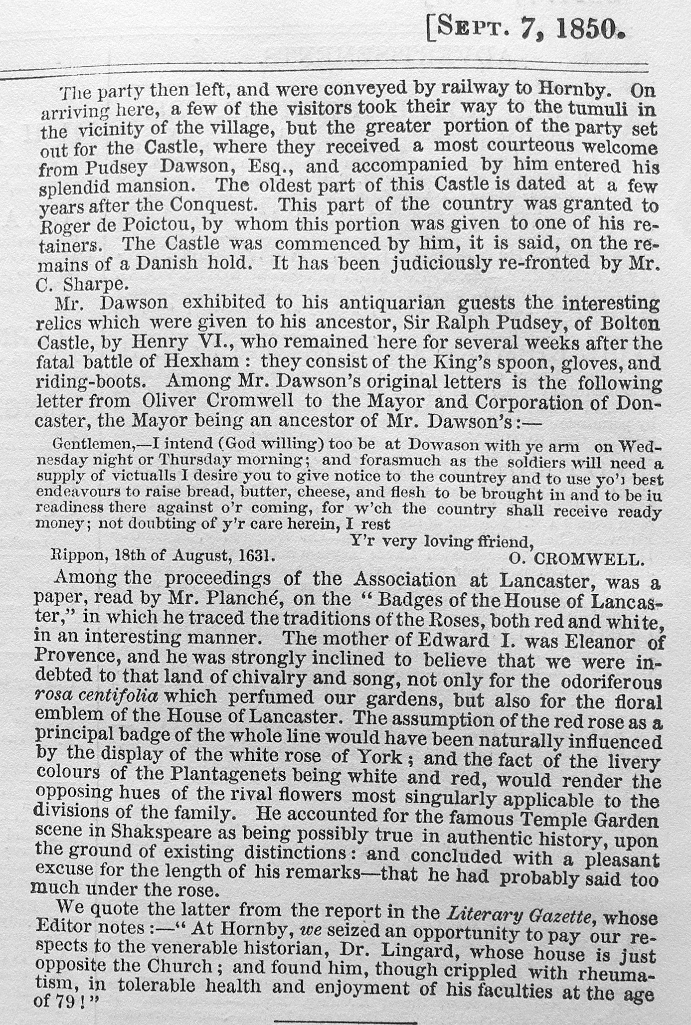 Lancaster Castle text